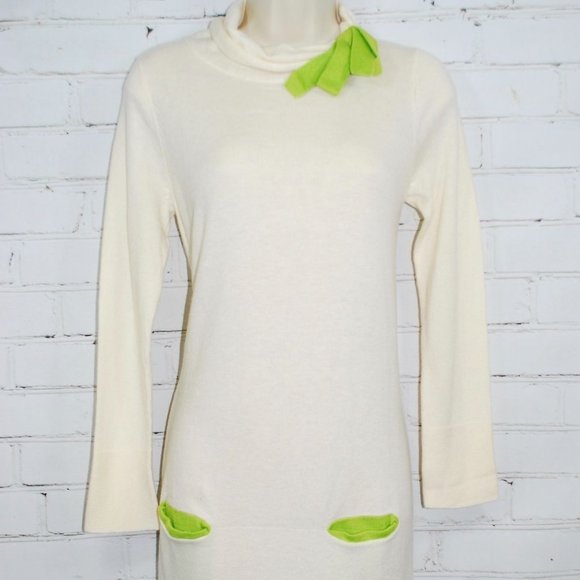 Garnet Hill Girls Bow Detail Sweater Dress Wool